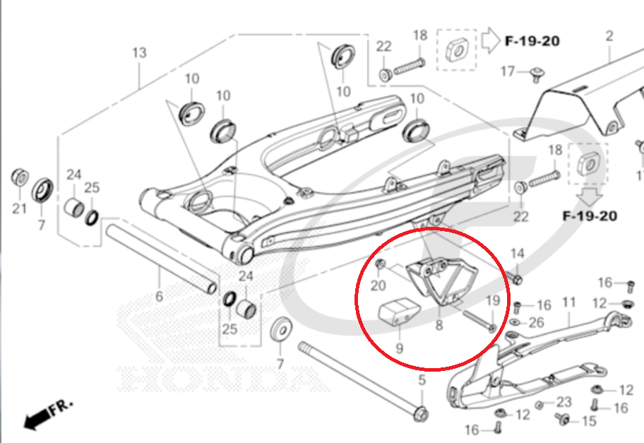 CRF300 L/R & CRF250L CHAIN GUIDE ASSEMBLY